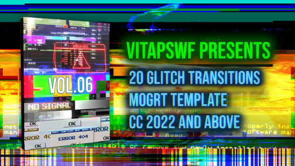 Glitch Transitions Vol 06 Mogrt - VideoHive 48879087