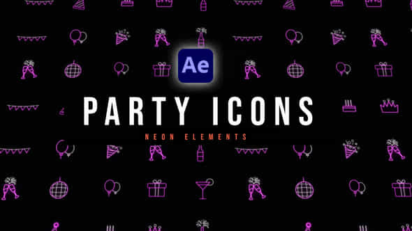 Party Neon Icons - VideoHive 54056071