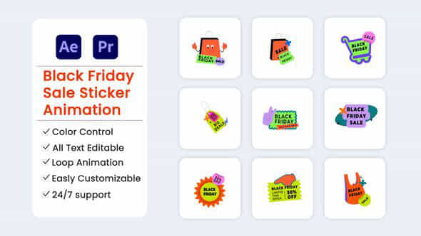 Black Friday Sale Stickers - VideoHive 55490881