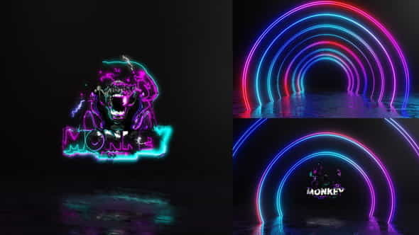 Neon Tunnel Electric Logo - VideoHive 33283740
