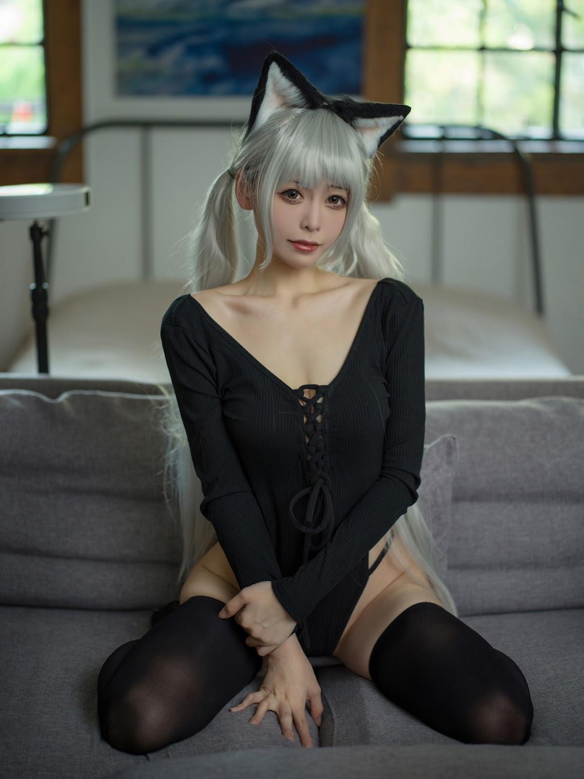 Cosplay 樱岛嗷一 黑猫针织衫连体衣(1)