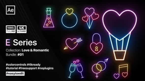 Valentines Day Neon Elements - VideoHive 35920633