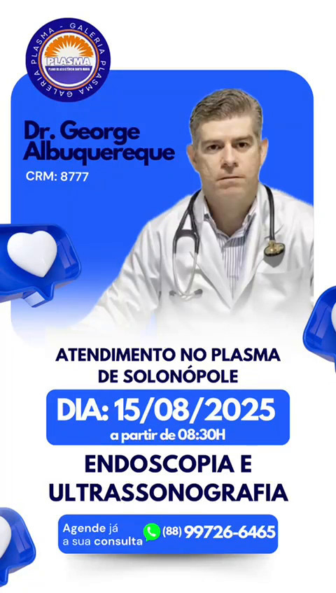 Dr George Albuquerque exames Endoscopia Ultrassonografia consulta inclusa 15-Agosto sexta-F 8h30