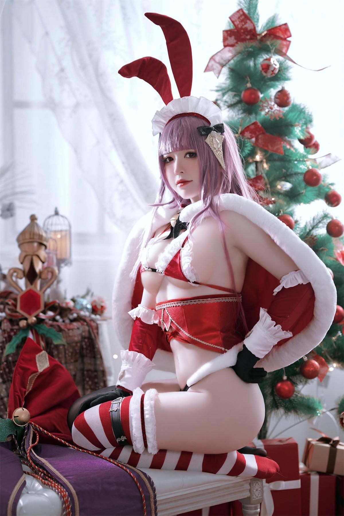 Cosplay 半半子 Christmas Bunny Aike(21)