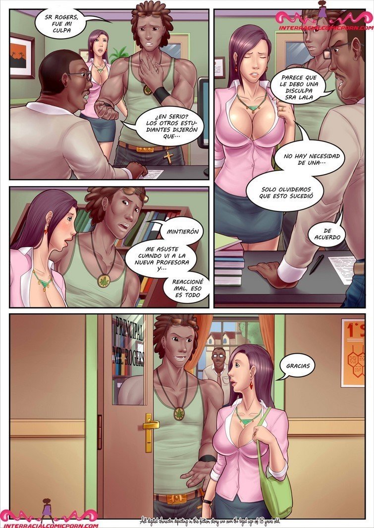 [Interracial-comics] Slut Teache 1-4 [Spanish]