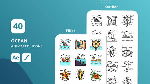 Ocean Animated Icons After Effects - VideoHive 55287501