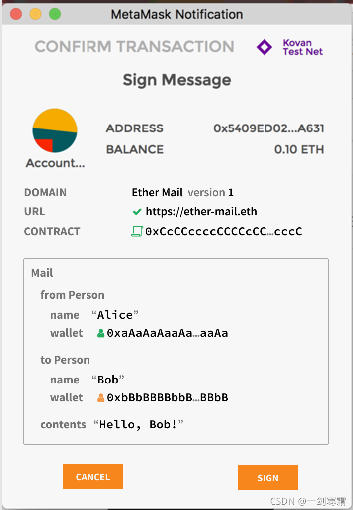 Sign the typed structured message
