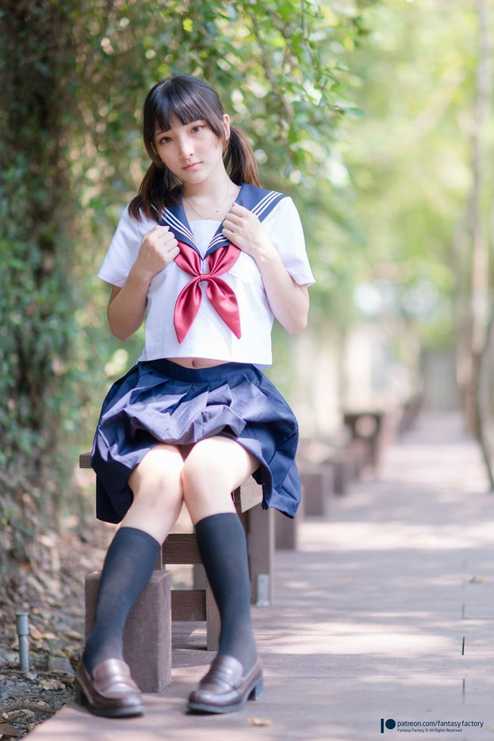 Xiaoding cosplay-green onion campus uniform without holy light set 6