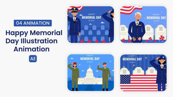 Happy Memorial Day Illustration Scene - VideoHive 57852220