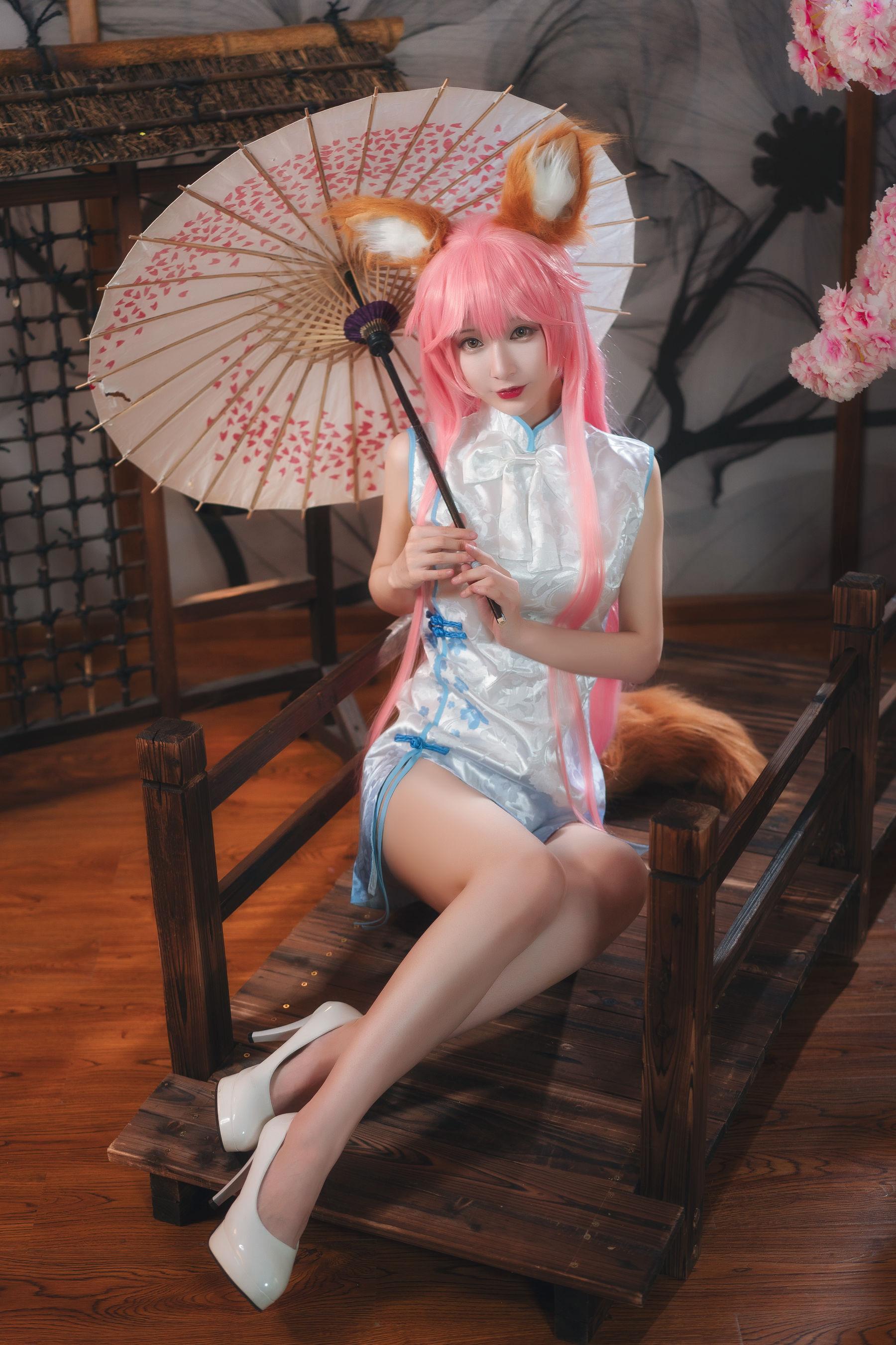 [Cosplay] 动漫博主铁板烧鬼舞w – 玉藻前 旗袍 写真集(16)