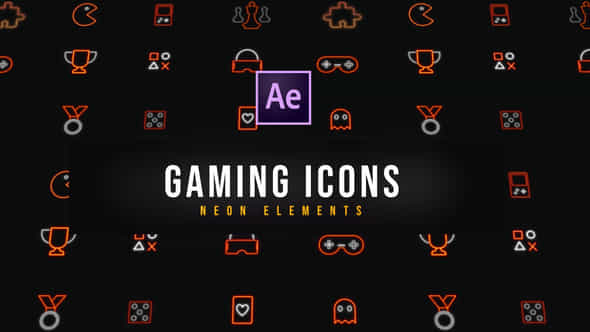 Gaming Neon Icons - VideoHive 39185130
