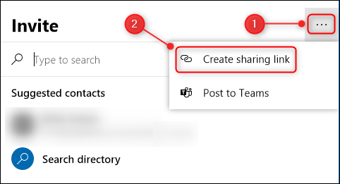 Click the ellipsis (. . .), and then click "Create Sharing Link."