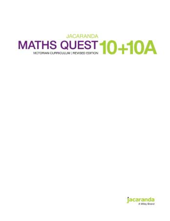 Jacaranda Maths Quest 10+10a Victorian Curriculum