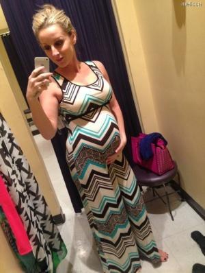 Big-boobed pregnant blonde Melissa taking selfies in the mirror