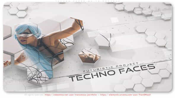 Techno Faces White - VideoHive 42324471