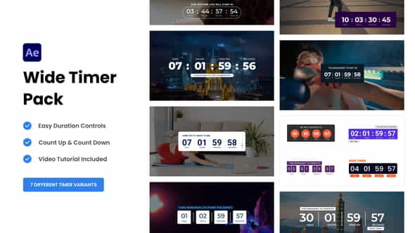 Simple Wide Countdown Timers - VideoHive 35852794
