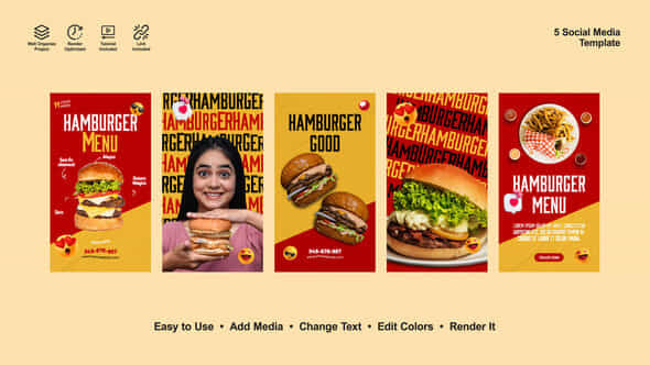 Burger Instagram Stories - VideoHive 53671833