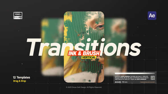 Vertical Ink Brush Transitions - VideoHive 59190681
