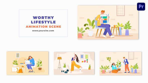 Worthy Lifestyle Cartoon 2D Character Animation Scene - VideoHive 48802645