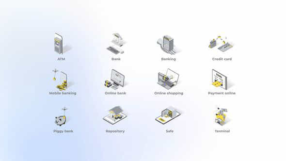 Banking Isometric Icons - VideoHive 49555265