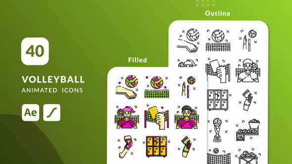 Volleyball Animated Icons After Effects - VideoHive 56221693