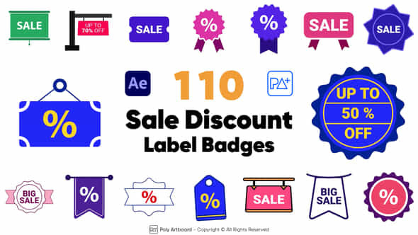 Sale Discount Label Badges For After Effects - VideoHive 51382739