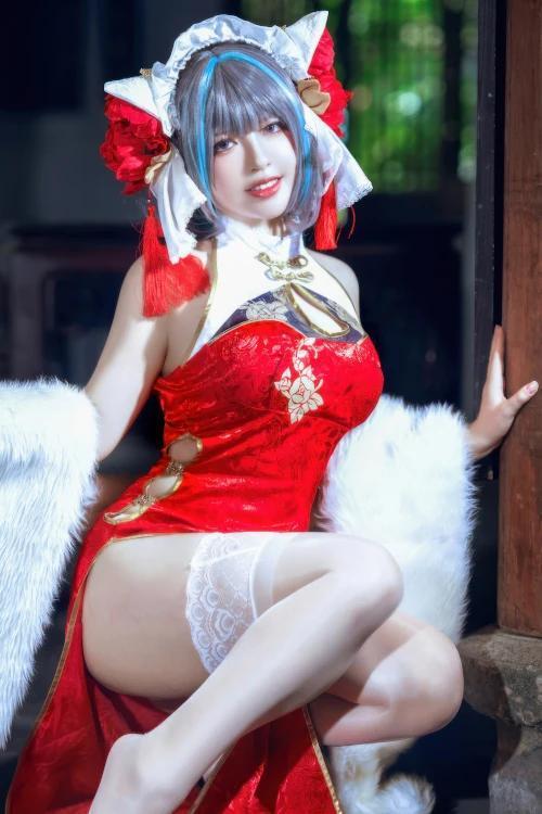 Cosplay 半半子Banbanko 柴郡中华娘旗袍