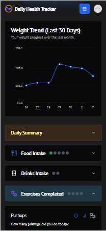 Daily Health Tracker - Mobile View