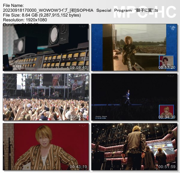 [TV-Variety] SOPHIA Special Program “獅子に翼” (WOWOW Live 2023.09.18)