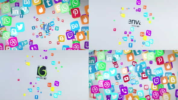 Social Media Flying Icons Logo - VideoHive 20672963