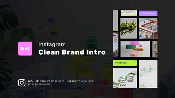 Clean Brand Intro Instagram Stories Portrait Square - VideoHive 49125894