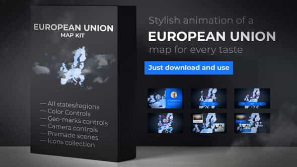 Map of European Union with - VideoHive 24434678