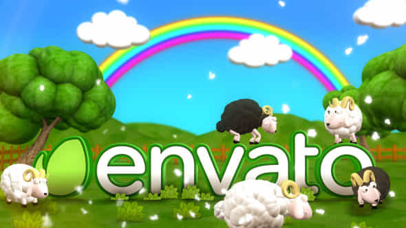 Happy Sheeps At Meadow Logo Reveal - VideoHive 6143713