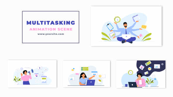 Multitasking Employee Flat - VideoHive 47278744
