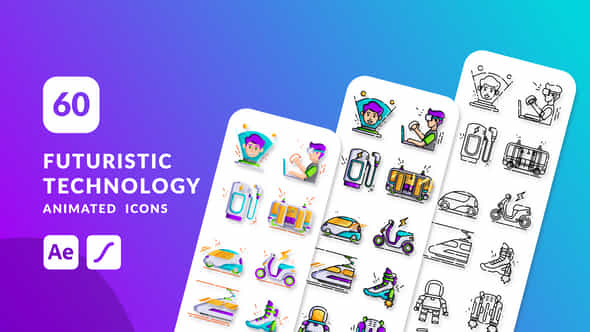 Futuristic Technology Animated Icons After Effects - VideoHive 48886607