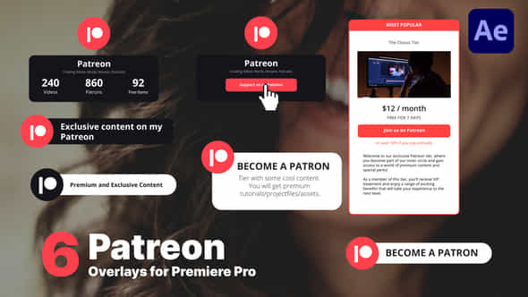 Patreon Subscribe Overlays - VideoHive 45991186