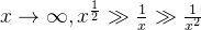 x\rightarrow \infty, x^{\frac{1}{2}} \gg\frac{1}{x} \gg\frac{1}{x^2}