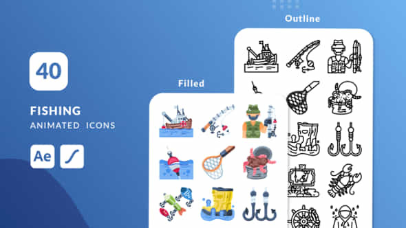 Fishing Animated Icons After Effects - VideoHive 57302945