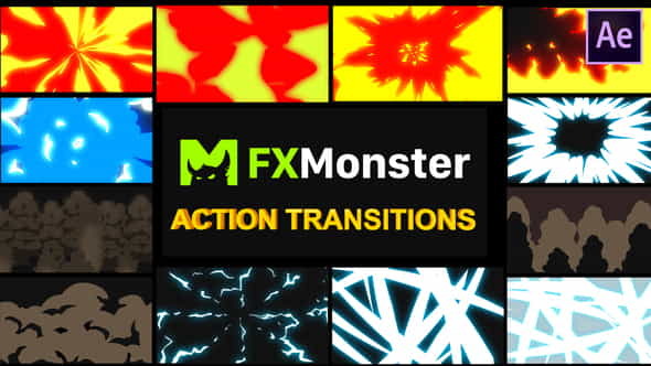 Cartoon Action Transitions | After - VideoHive 26031247