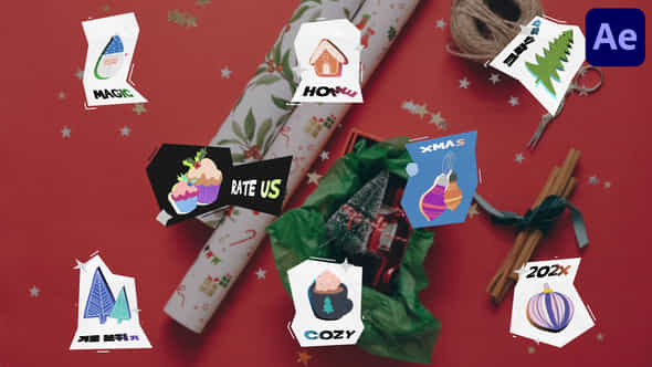 Christmas Sticker Titles For After Effects - VideoHive 49457809