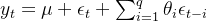 y_{t}=\mu +\epsilon _{t}+\sum_{i=1}^{q}\theta _{i}\epsilon _{t-i}