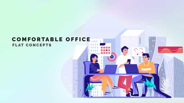 Comfortable office - Flat Concept - VideoHive 33559846