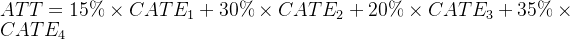 ATT=15\%\times CATE_{1}+30\%\times CATE_{2}+20\%\times CATE_{3}+35\%\times CATE_{4}