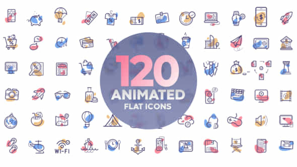 120 Animated Icons - VideoHive 23583248