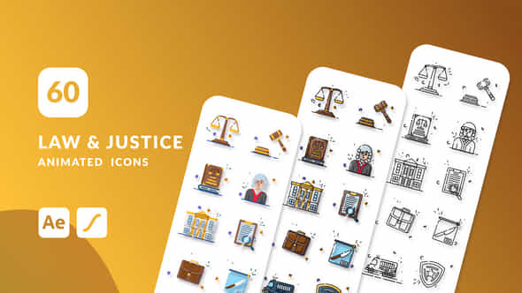 Law And Justice Animated Icons After Effects - VideoHive 48746422