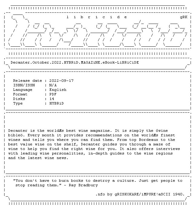 Decanter.October.2022.HYBRiD.MAGAZiNE.eBook LiBRiCiDE