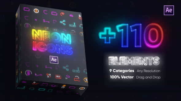 Neon Icons Essential - VideoHive 39134242
