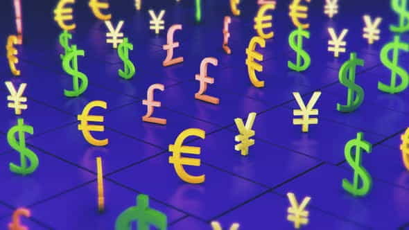 Currency Oscillation on blue background - VideoHive 25914556