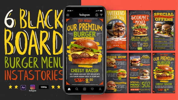 Blackboard Burger Menu Instagram Stories - VideoHive 31135966