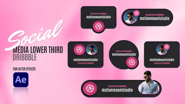 Social Media Lower Thirds Dribbble - VideoHive 48803937